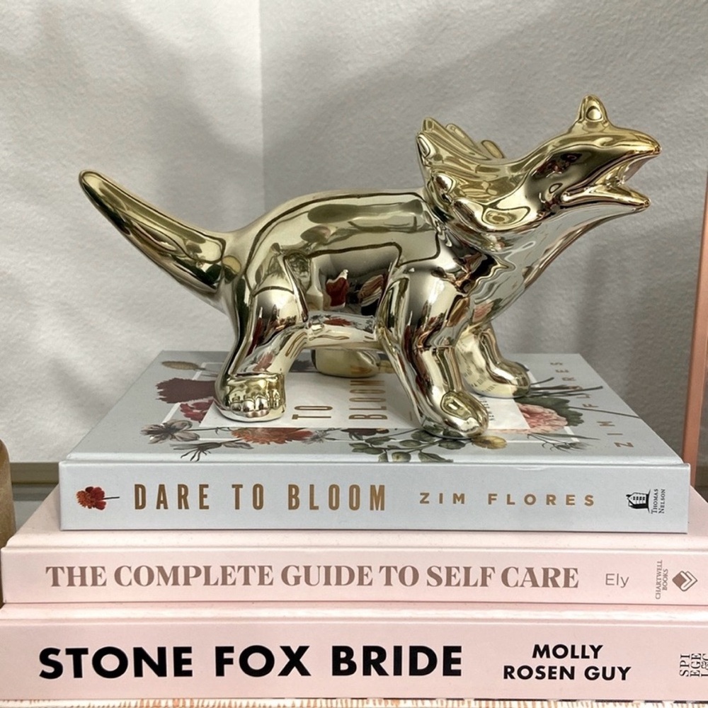 CB2 ceramic gold dinosaur accent home modern minimalist dino